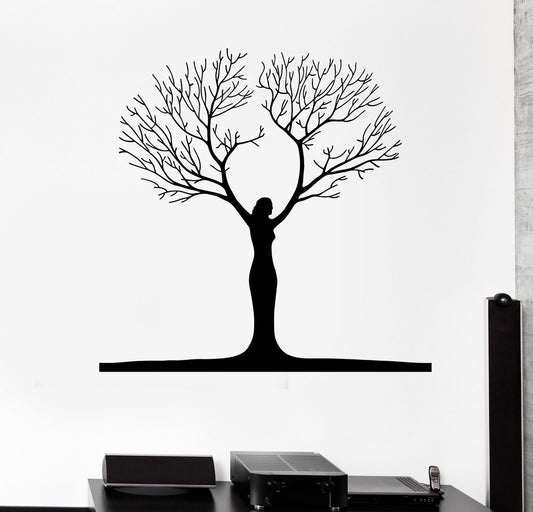 Autocollant Mural abstrait femme arbre Nature Art décor Mural vinyle autocollant (ig1930)