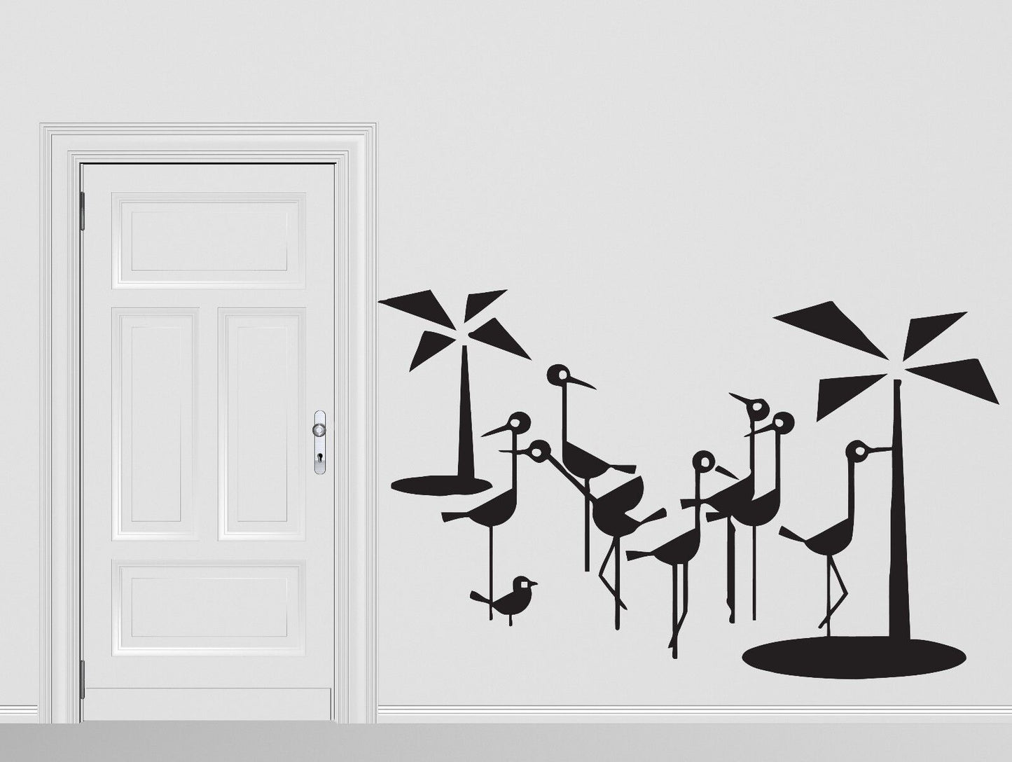 Wall Sticker Vinyl Decal Hummingbird Ostriches Flamingo Palm Tree (n061)