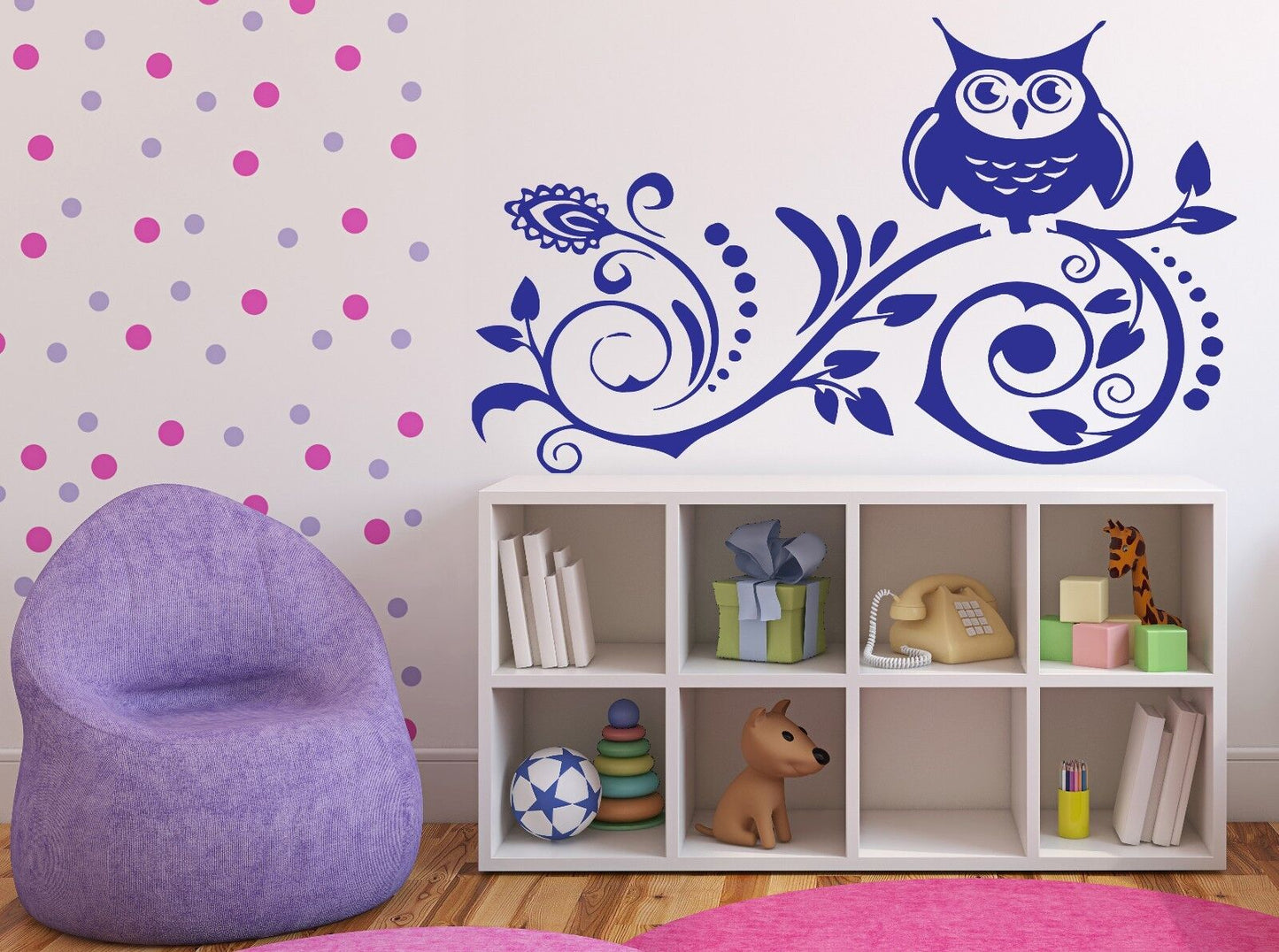Vinyl Wall Sticker Night Inhabitant Owl Sitting on a Branch (n154)