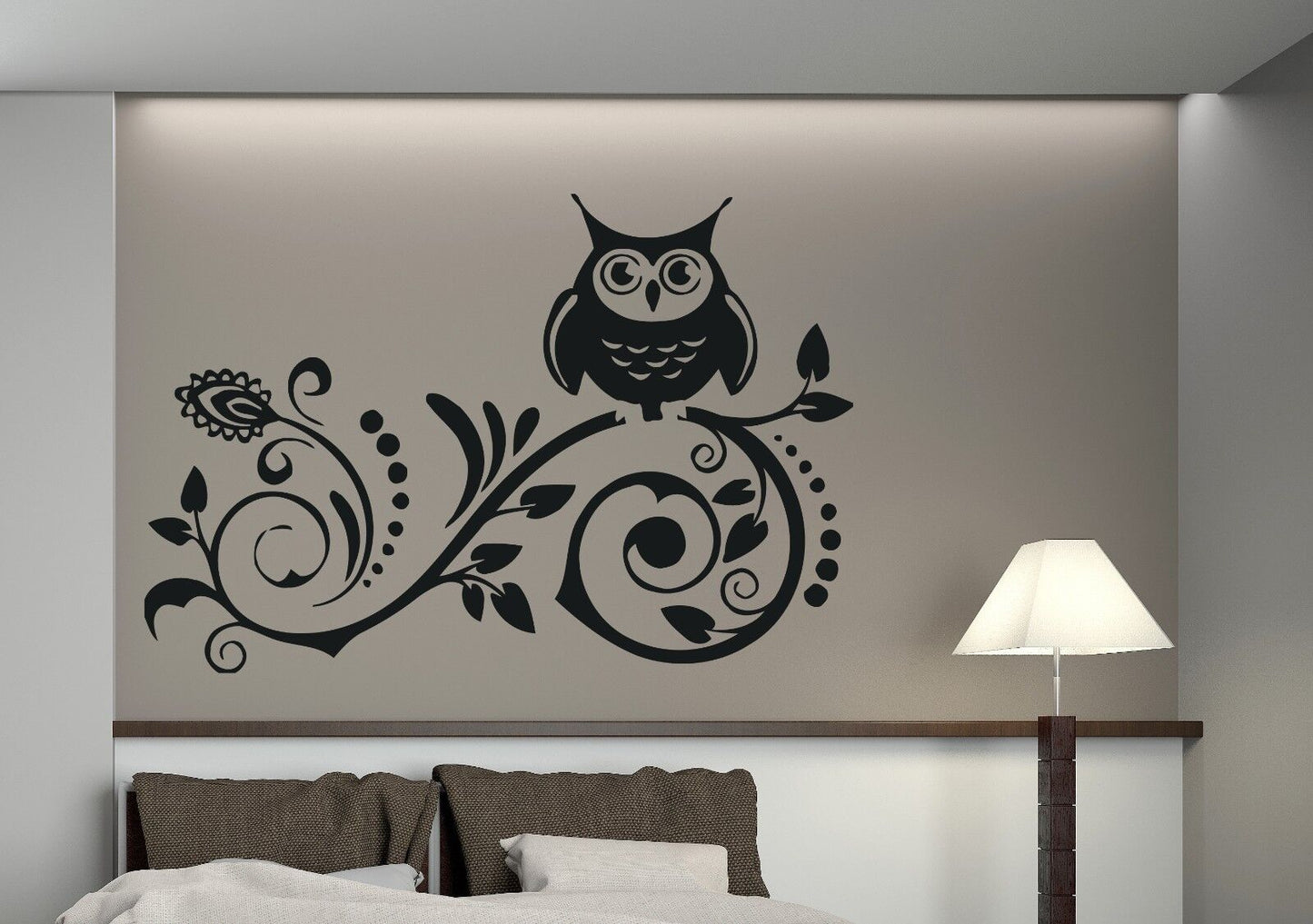 Vinyl Wall Sticker Night Inhabitant Owl Sitting on a Branch (n154)