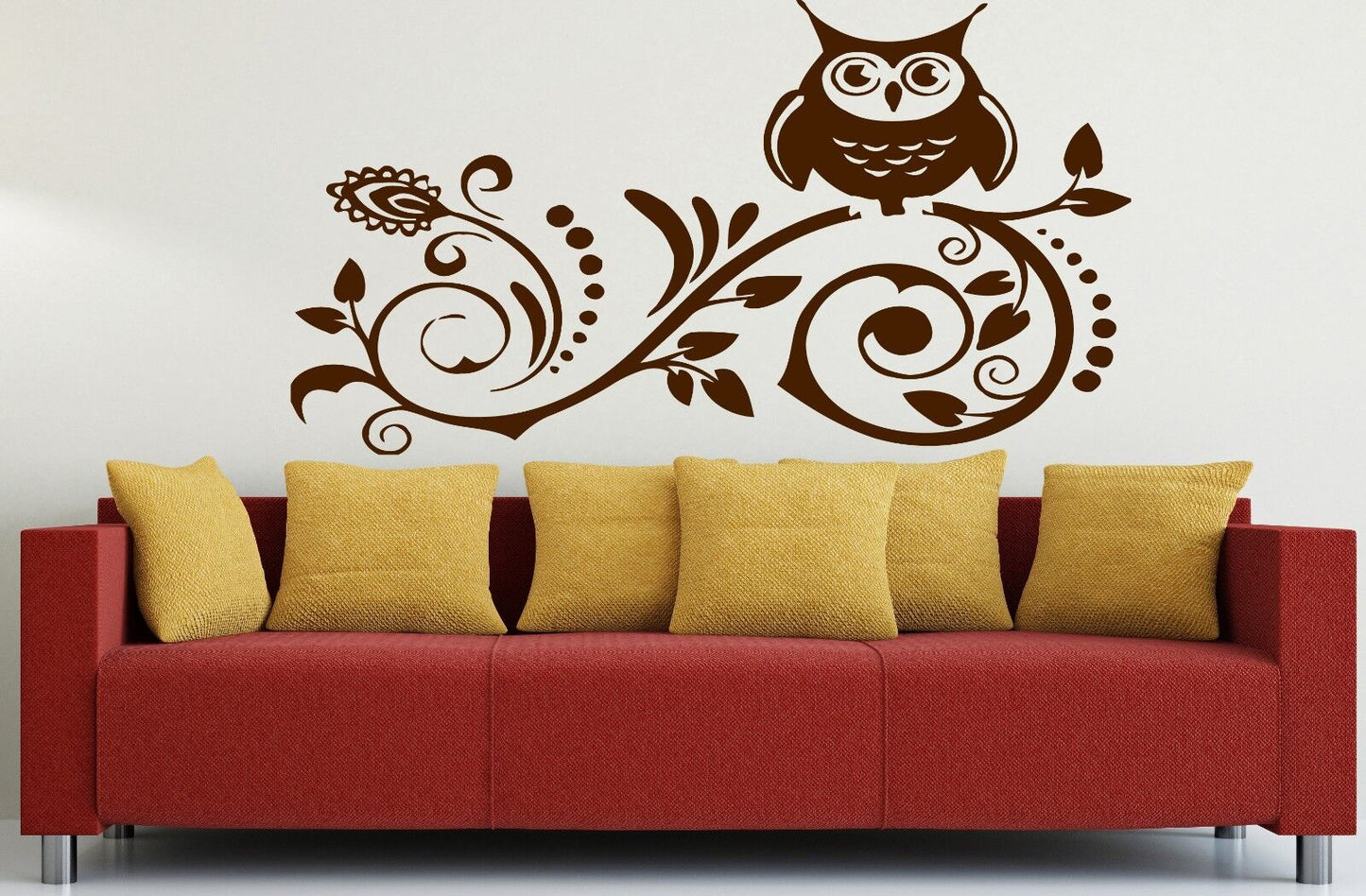 Vinyl Wall Sticker Night Inhabitant Owl Sitting on a Branch (n154)