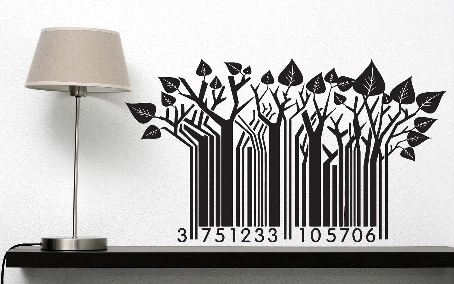 Wall Sticker Vinyl Barcode Symbol Green Trees Take Care of Nature's Call (n200)