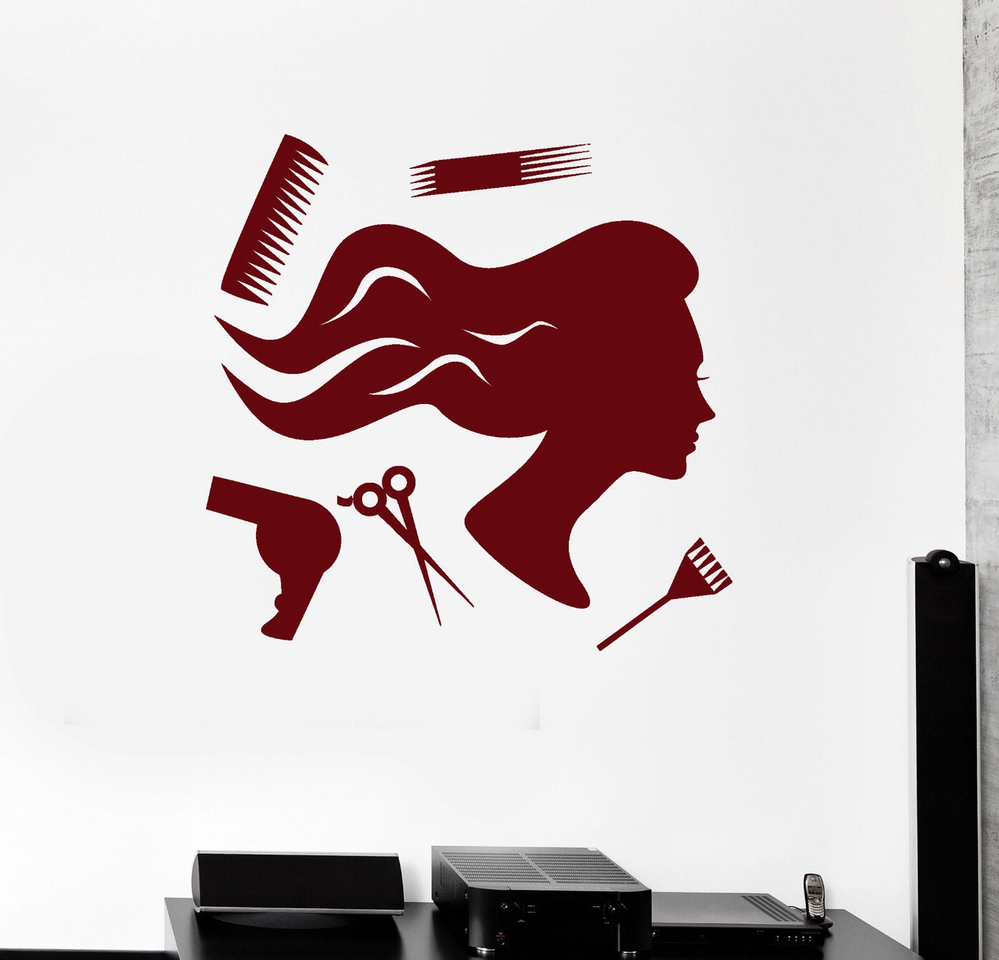 Vinyl Wall Decal Beauty Salon Tools Hair Hairdresser Stylist Mural (ig2114)