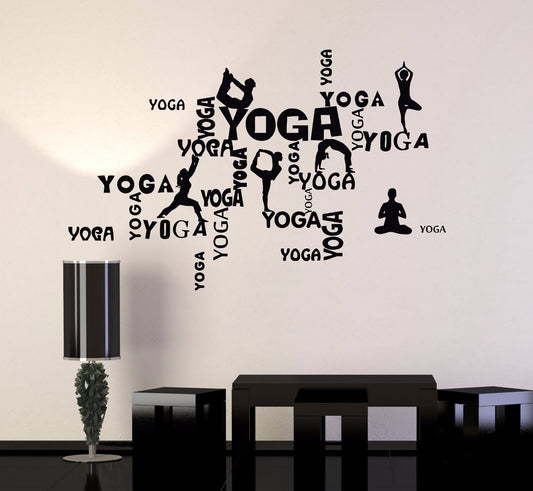 Autocollants muraux en vinyle, poses de Yoga, salle de méditation, décalcomanie murale (198ig)