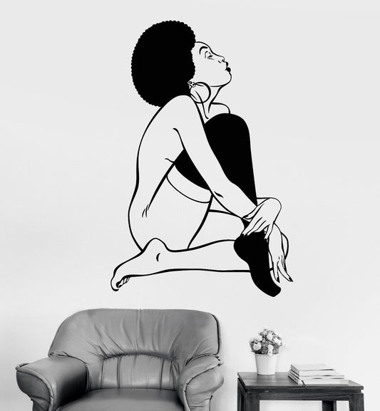 Vinyl Wall Decal Sexy Lady Black African Woman Naked Stickers (1061ig)