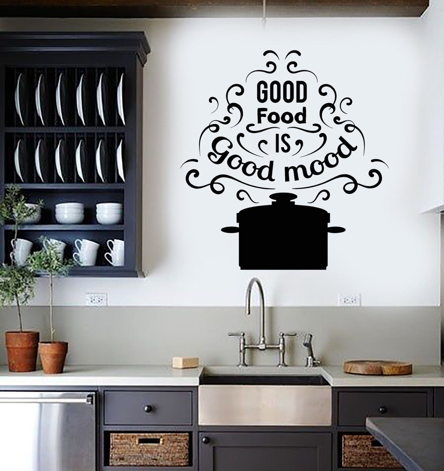 Autocollant mural en vinyle avec mots Pan, citation de bonne humeur alimentaire pour autocollants de cuisine (1356ig)
