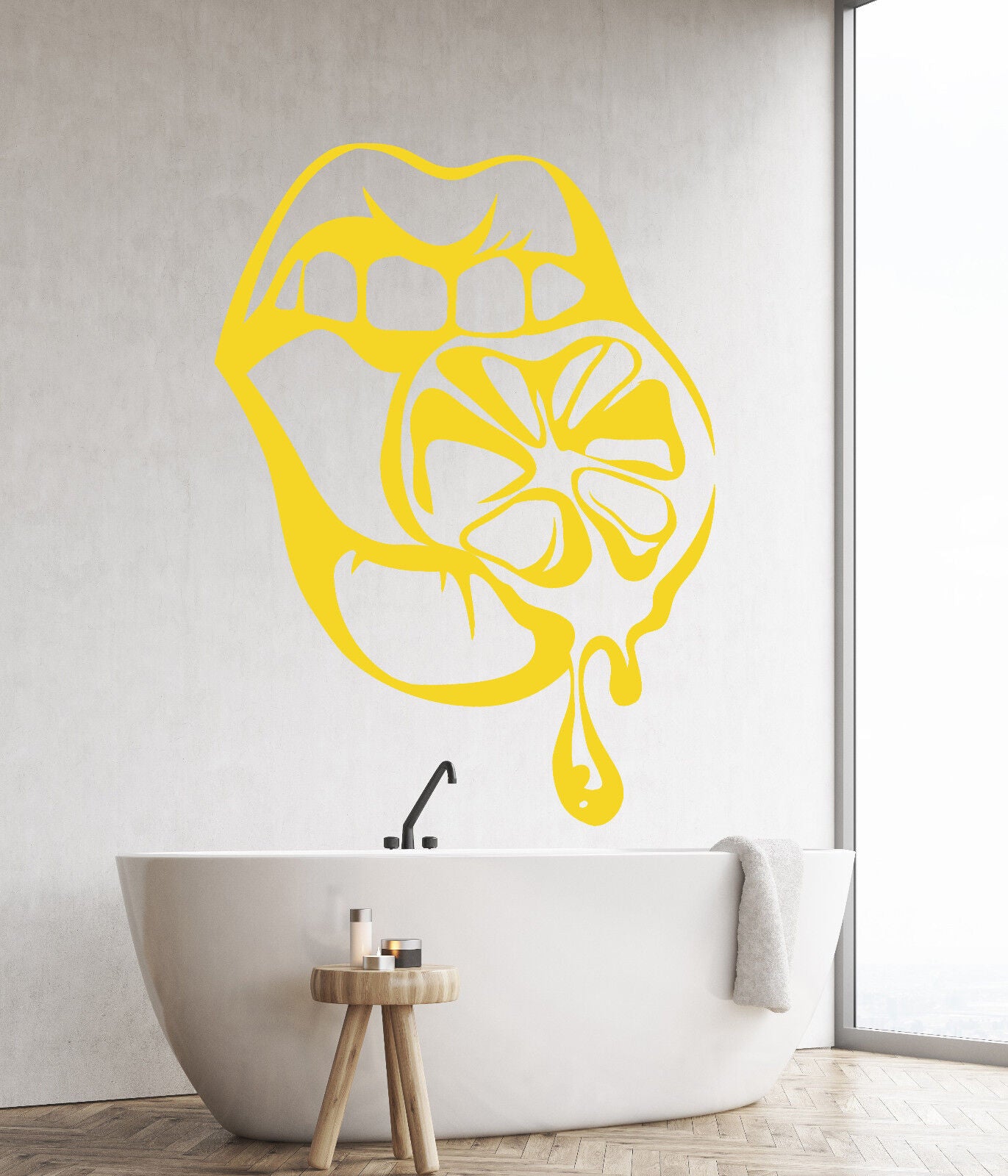 Vinyl Wall Decal Sexy Girl Lips Lemon Orange Cool Stickers (1614ig)