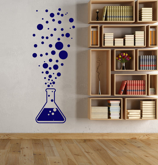 Autocollant mural en vinyle, Tube à essai de chimie, scientifique, bulles, autocollants (1717ig)