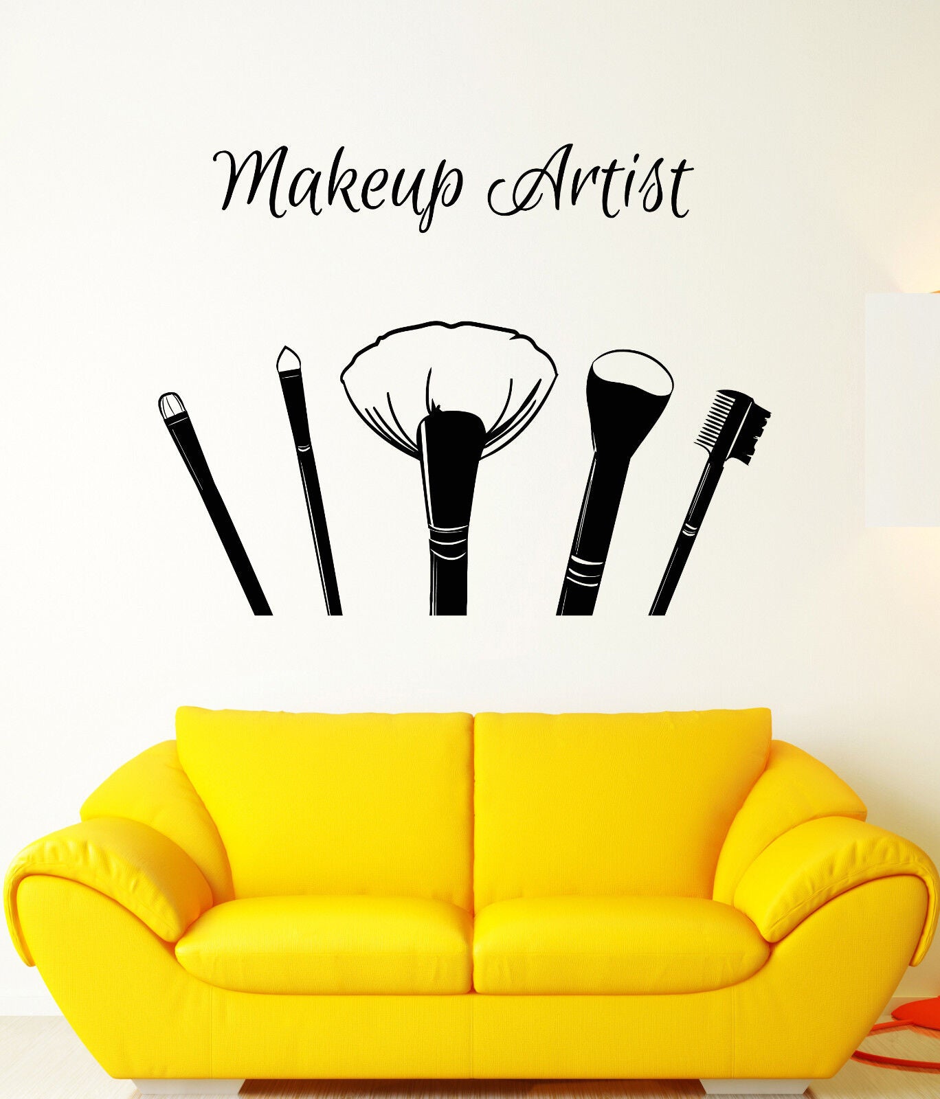 Vinyl Wall Decal Makeup Artist Brushes Visagiste Beauty Salon Stickers (1738ig)