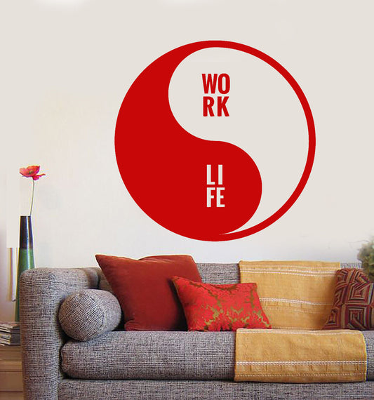 Autocollant mural en vinyle, symbole Yin Yang, mots bouddhiques, vie professionnelle, autocollants (1779ig)