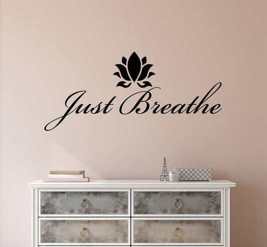 Lettrage mural en vinyle, citation, mots inspirants, relaxant, salle de Yoga, respiration, 2078ig