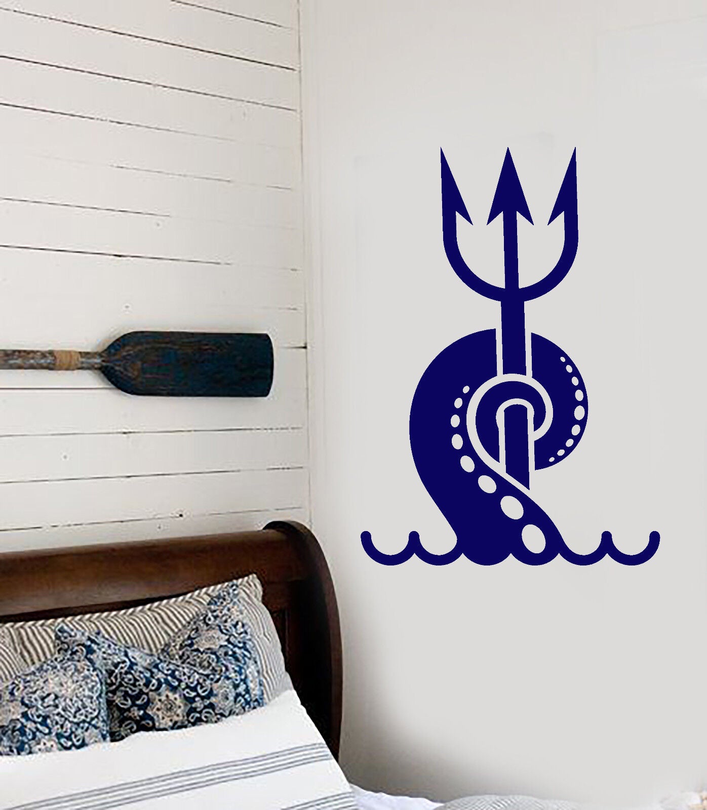 Autocollants muraux en vinyle, tentacules, poulpe, animaux marins, trident nautique (2501ig)