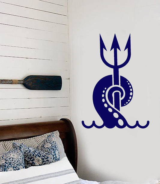 Wandaufkleber aus Vinyl, Tentakeln, Oktopus, Meerestiere, nautische Dreizack-Aufkleber (2501ig)