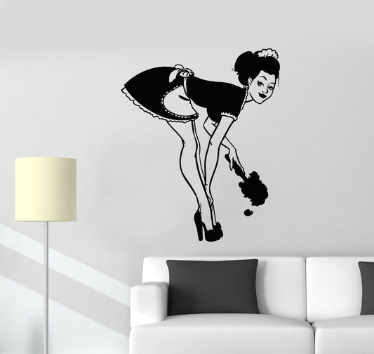 Vinyl Wall Decal Sexy Maid Cleaner Pin-up Girl Stickers (2504ig)