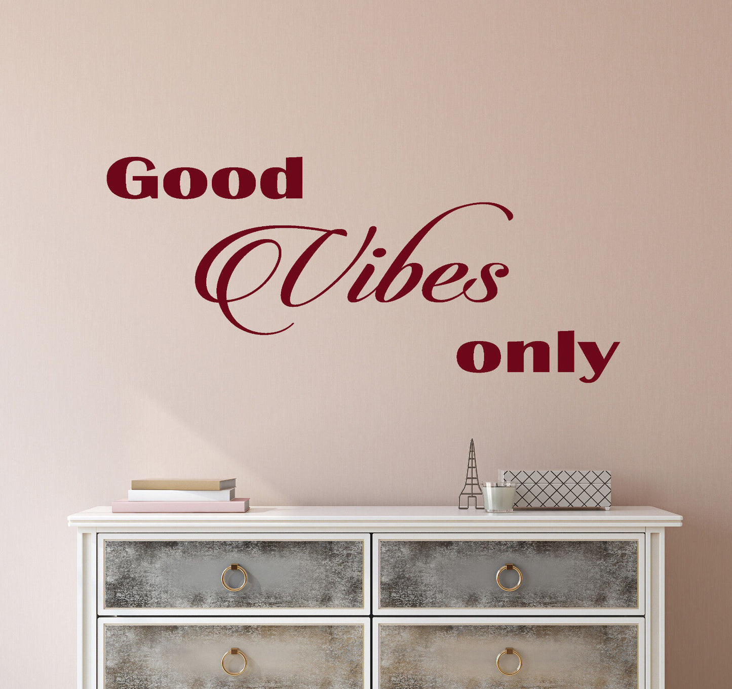 Wandaufkleber mit Zitat „Good Vibes Only Inspiring Letters“ aus Vinyl, 2589ig