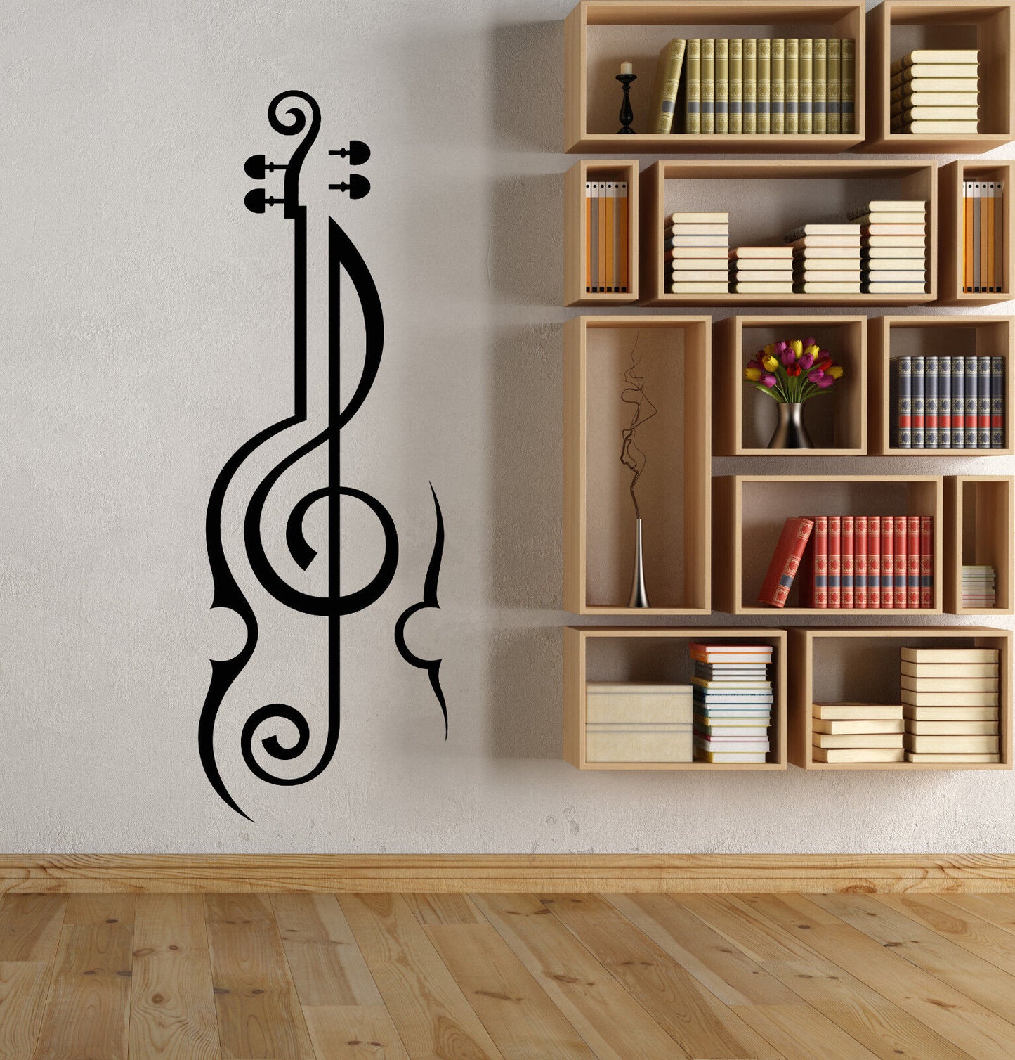 Autocollant mural en vinyle pour violon, Instrument de musique, Clef, autocollants pour magasin de musique (3048ig)