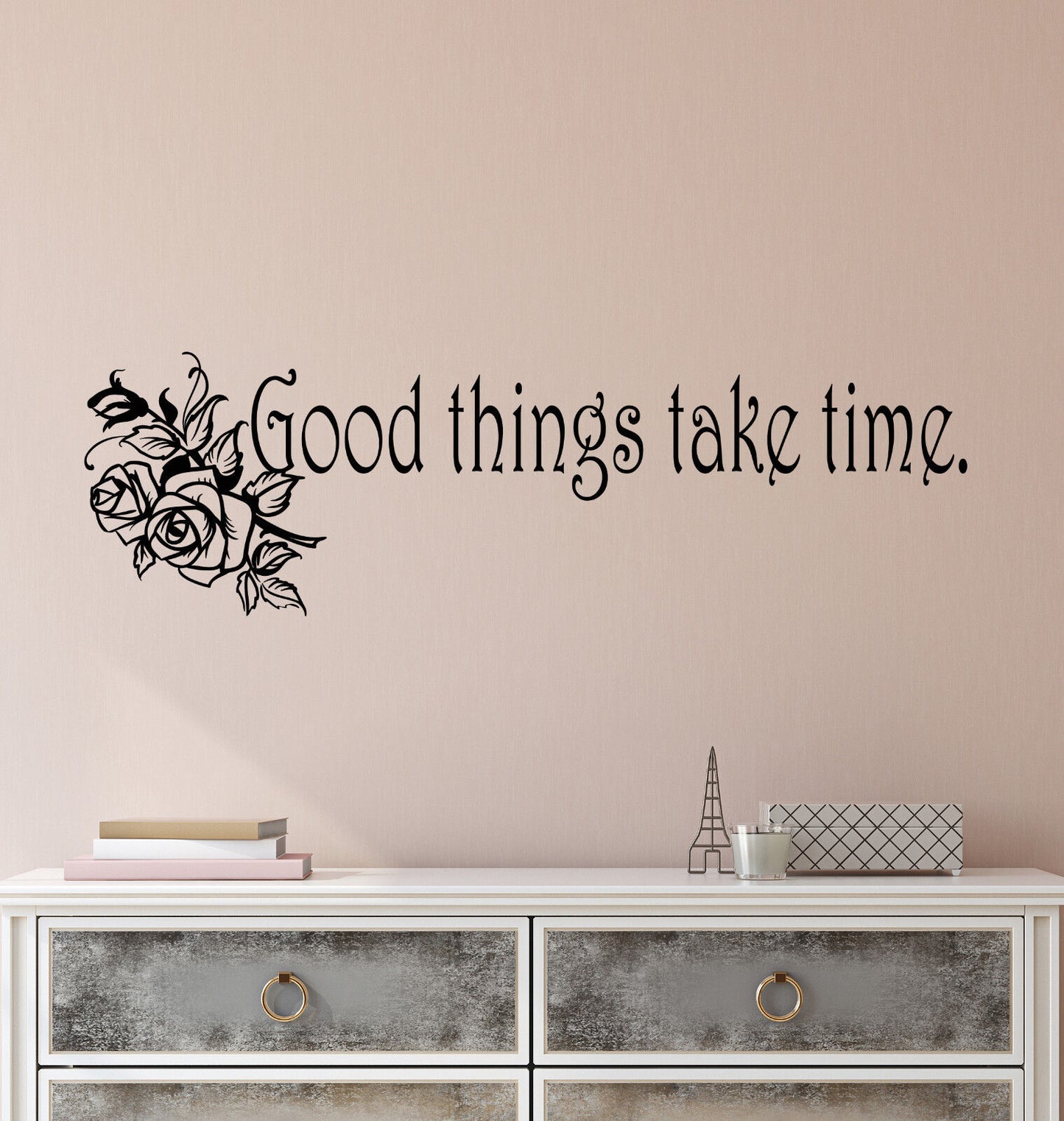 Wandtattoo, Vinyl, Motiv: Motivationszitat, gute Dinge brauchen Zeit, 3177ig