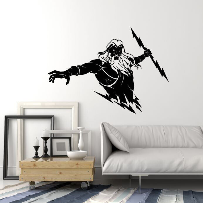 Autocollant mural en vinyle Zeus, grèce antique, mythologie, dieu éclair, autocollants (3427ig)