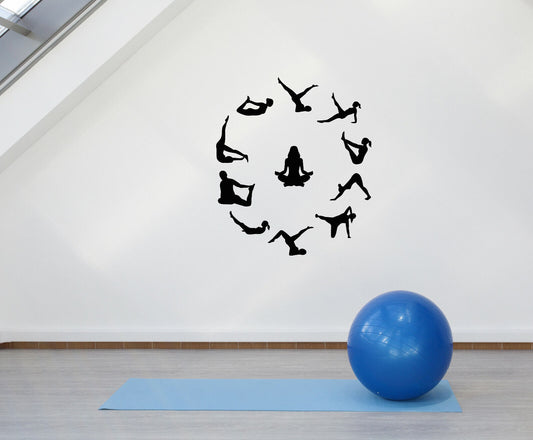 Autocollant mural en vinyle Yoga Time Studio pour filles, autocollants de pose de méditation (3866ig)