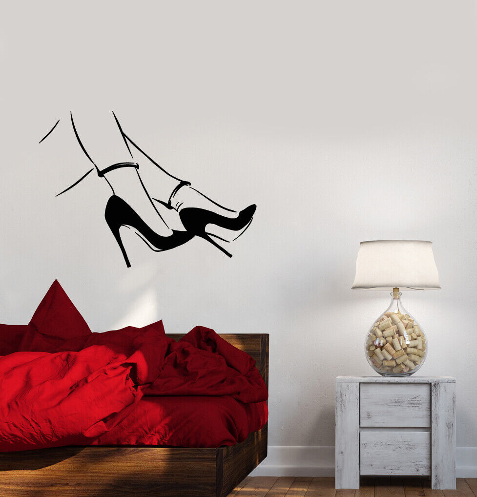 Autocollant mural en vinyle, jambes de fille sexy, talons aiguilles, autocollants de magasin de chaussures (3905ig)