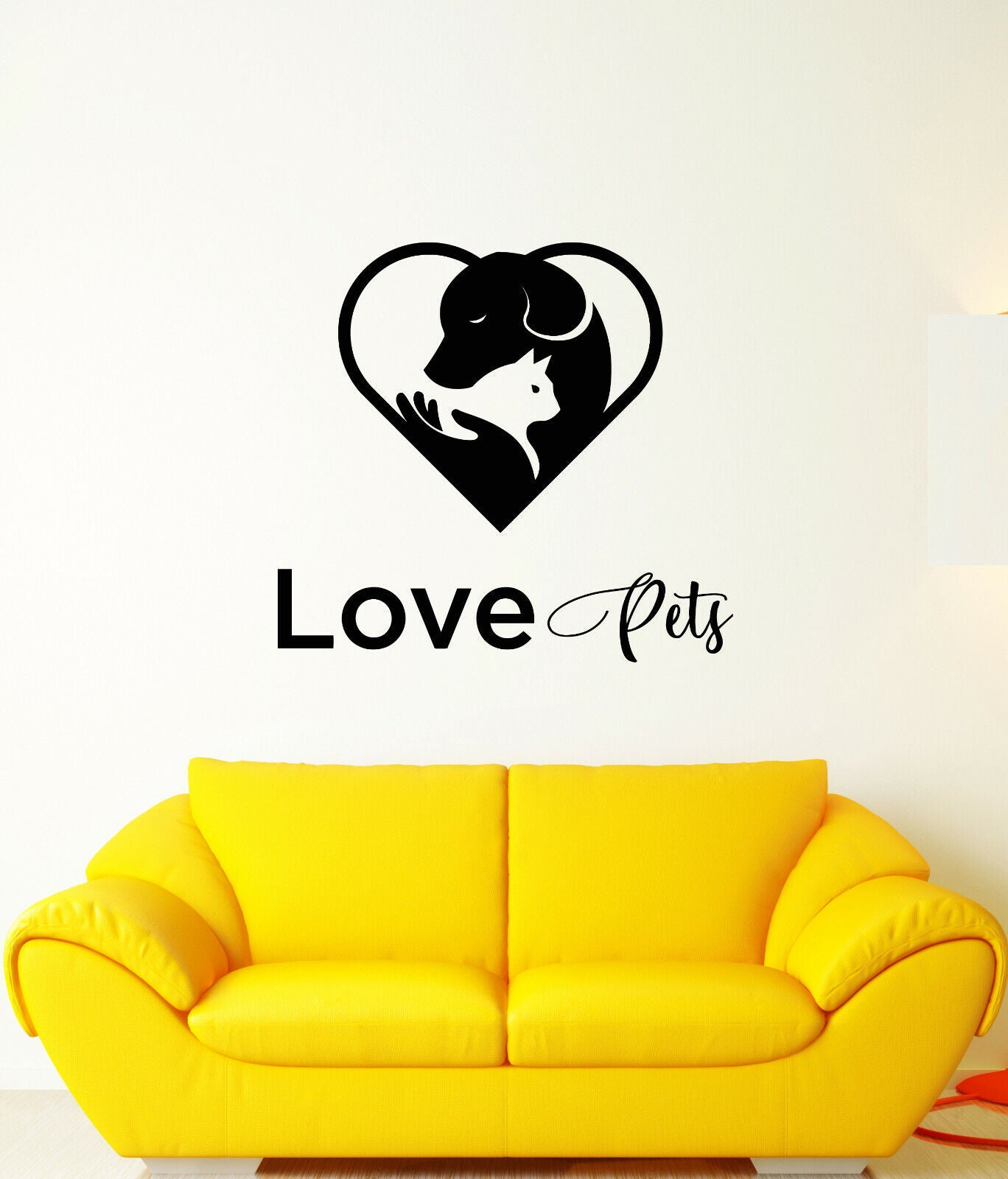 Wandaufkleber aus Vinyl, Motiv: Love Pets Shop, Logo, Pflege, Schönheitssalon (3942ig)