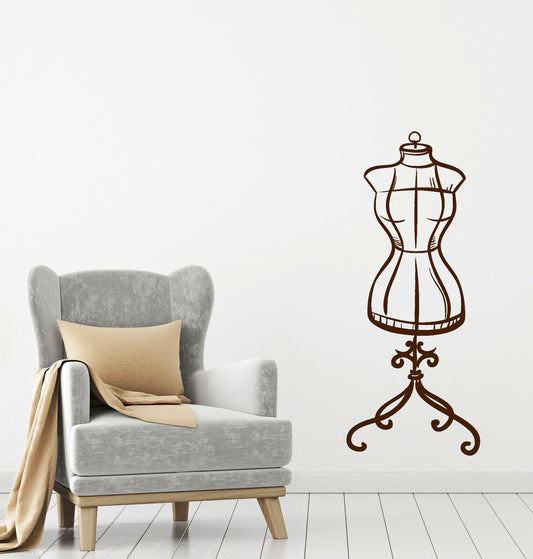Vinyl Wall Decal Vintage Style Mannequin Atelier For Seamstress Stickers 4067ig