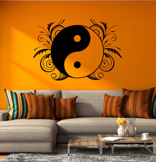 Autocollant mural en vinyle symbole Yin Yang bouddhisme Religion Yoga Studio autocollants (4341ig)