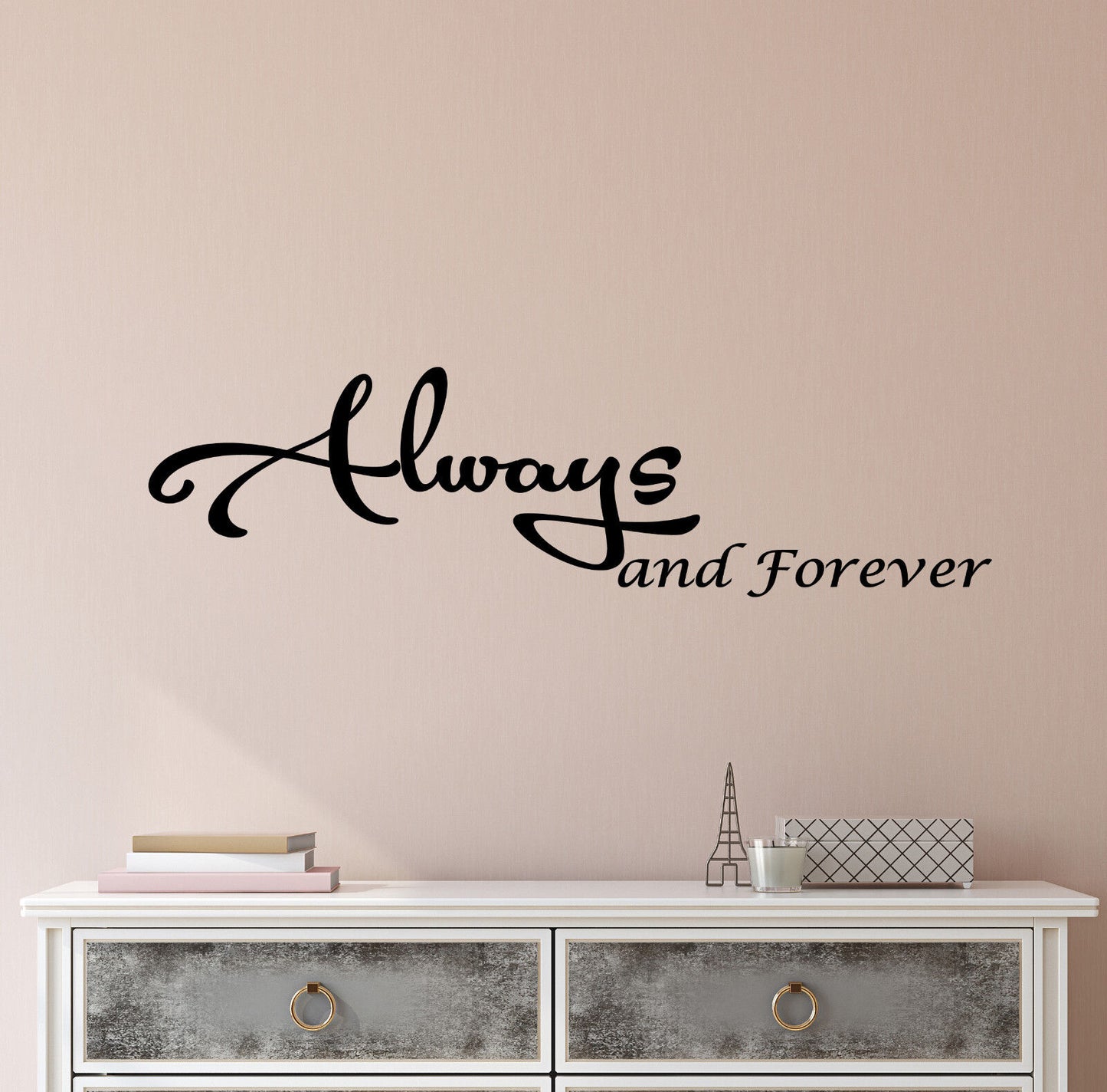 Autocollants muraux en vinyle, citation romantique, mots toujours et toujours, lettres 2371ig