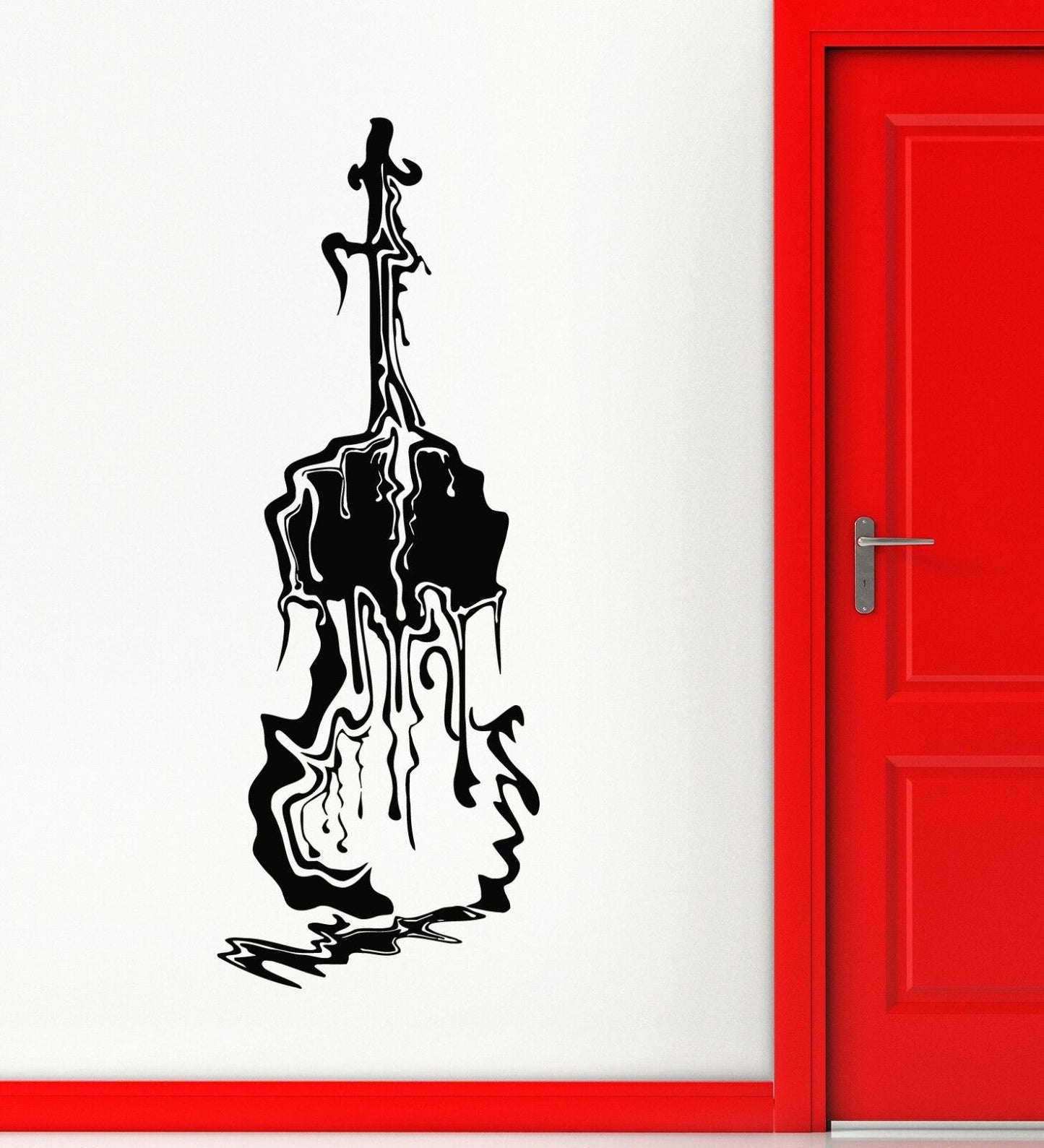 Autocollant mural en vinyle, Instrument de musique abstrait, guitare, grande maison (ig1802)