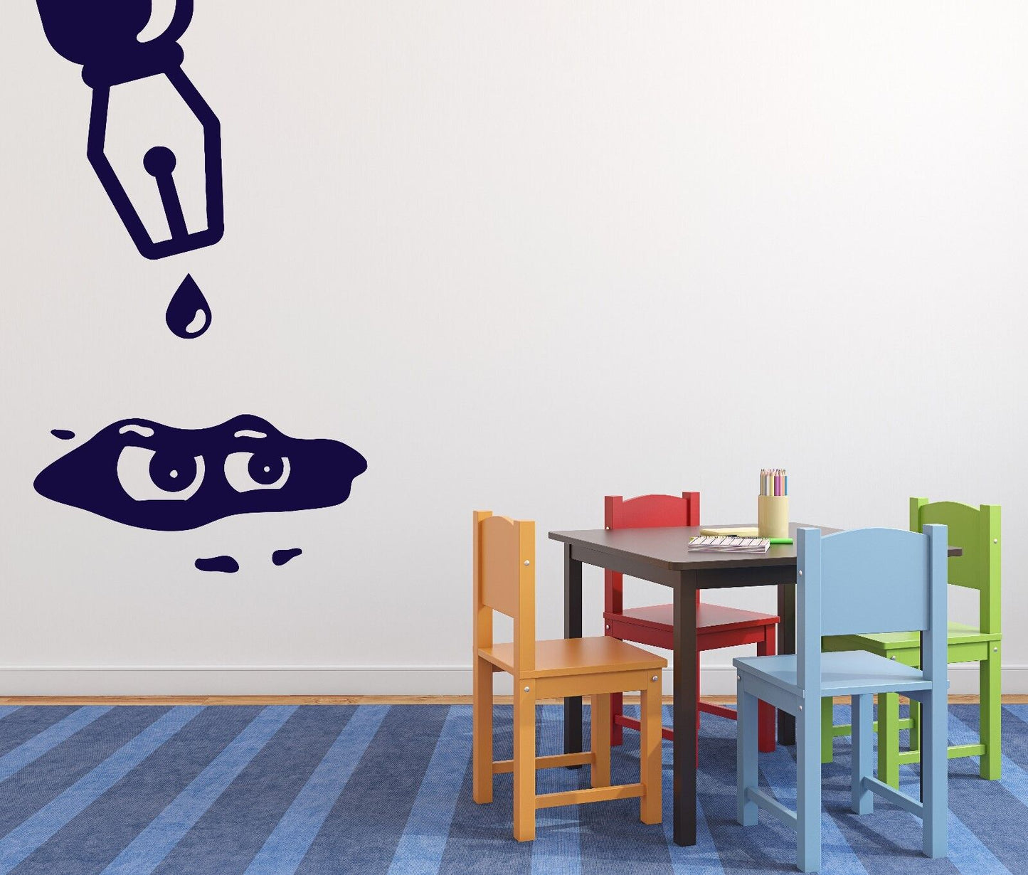 Wall Sticker Vinyl Decal Funny Pen Ink Droplet With Eyes (n141)