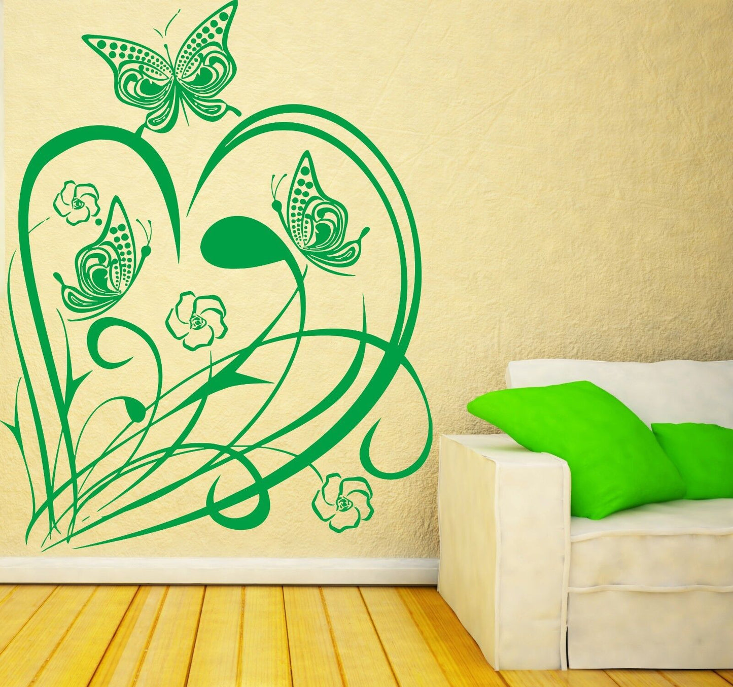 Autocollant mural en vinyle, troupeau de papillons, fleurs d'herbe, joie (n149)