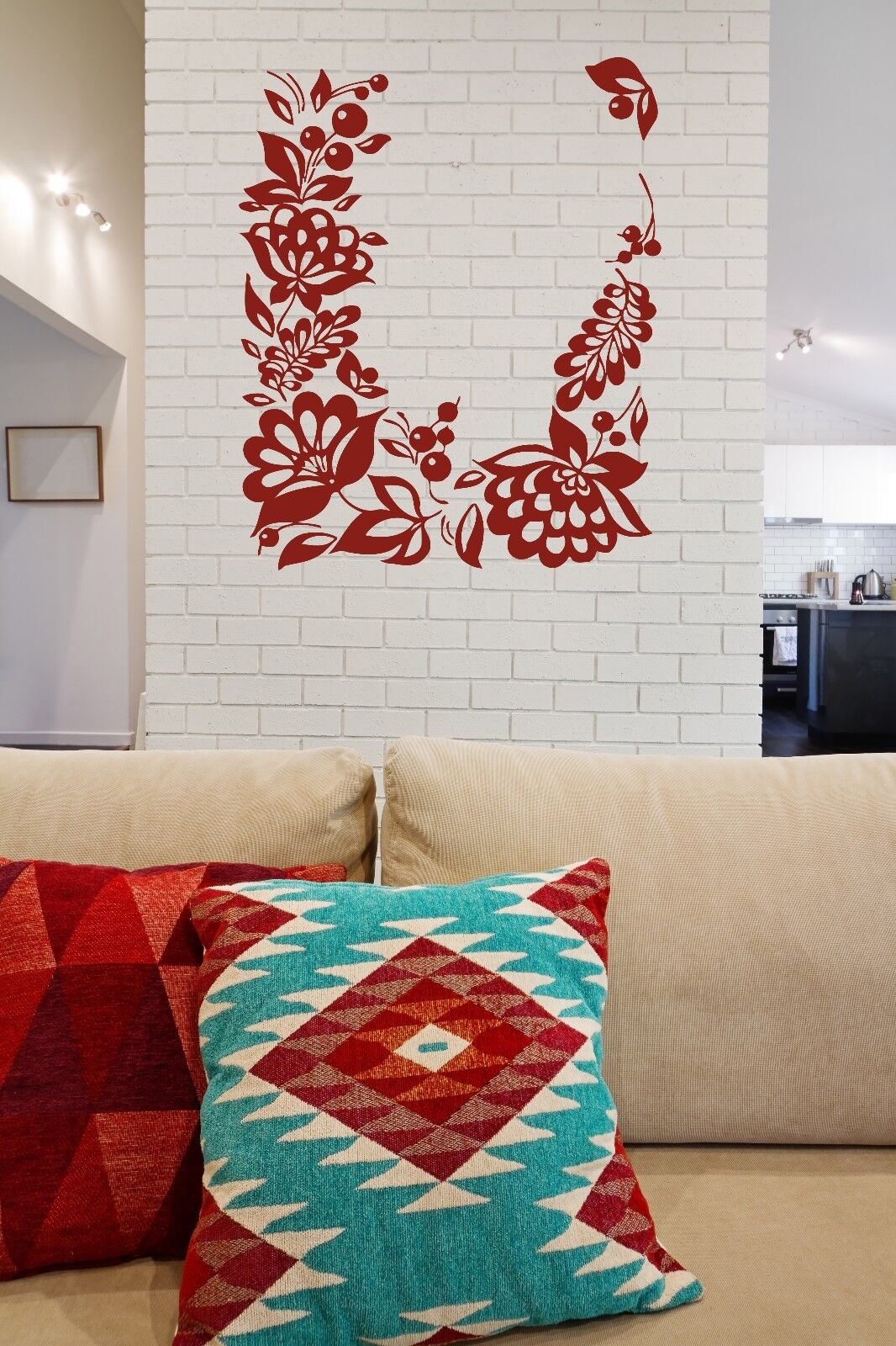 Wall Sticker Floral Ornament Berry Bunch Openwork Leaves Vinyl Decal (n367)