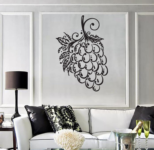 Autocollant mural raisins bouquet de baies feuilles Isabella Muscat vinyle autocollant (n500)