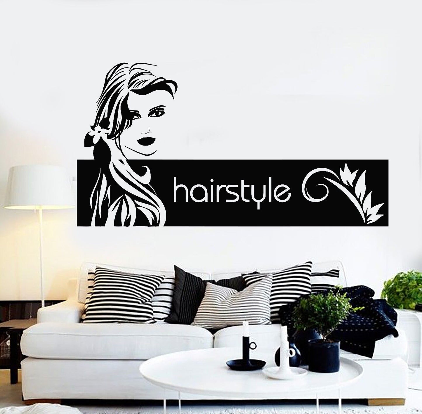 Vinyl Wall Stickers Hair Salon Barbershop Hairstyle Woman Mural Decal (184ig)