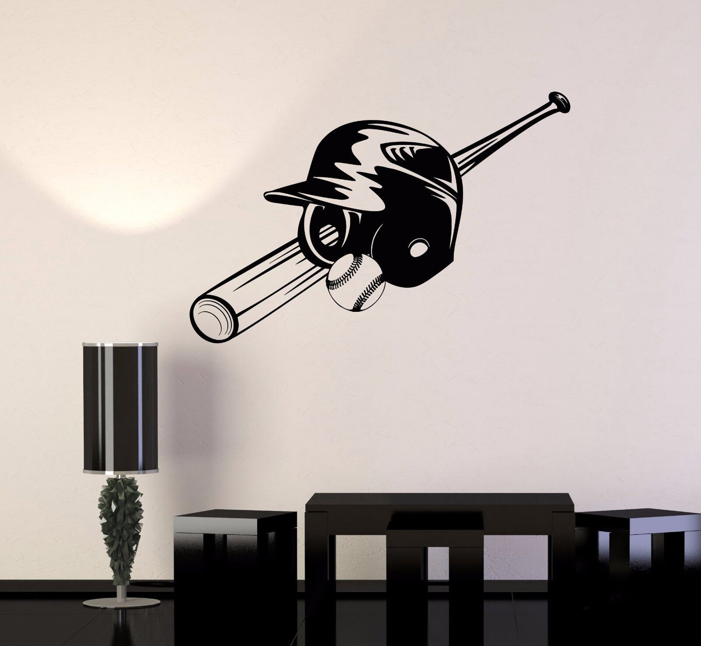 Vinyl Wall Stickers Baseball Bat Ball Hat Sports Boy Room Decal Mural (190ig)