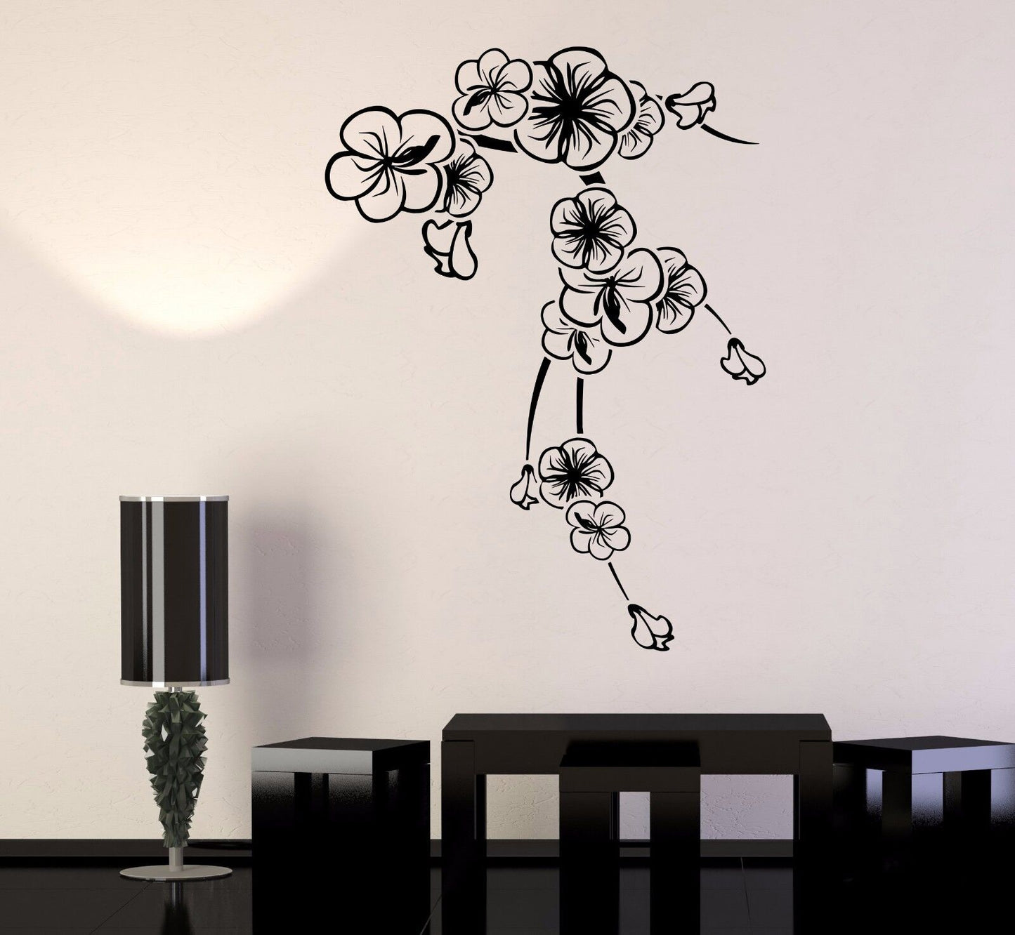 Autocollant mural en vinyle Sakura, fleur de cerisier japonais, autocollants d'art Floral (212ig)