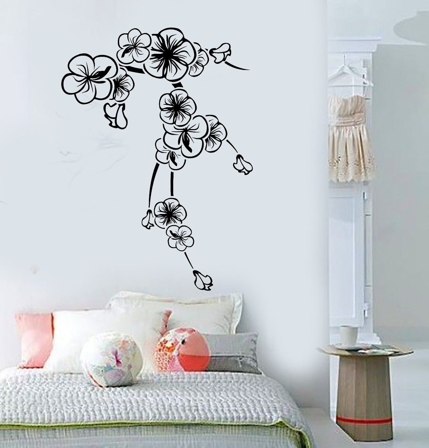 Autocollant mural en vinyle Sakura, fleur de cerisier japonais, autocollants d'art Floral (212ig)