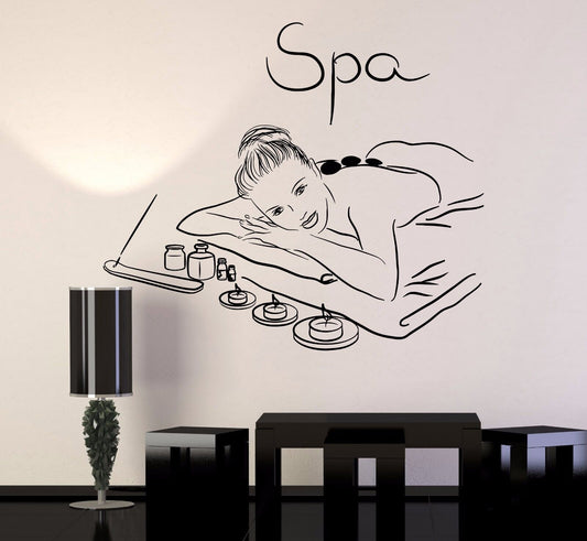 Autocollant Mural en vinyle Spa Salon de beauté Massage Relax autocollants muraux (213ig)