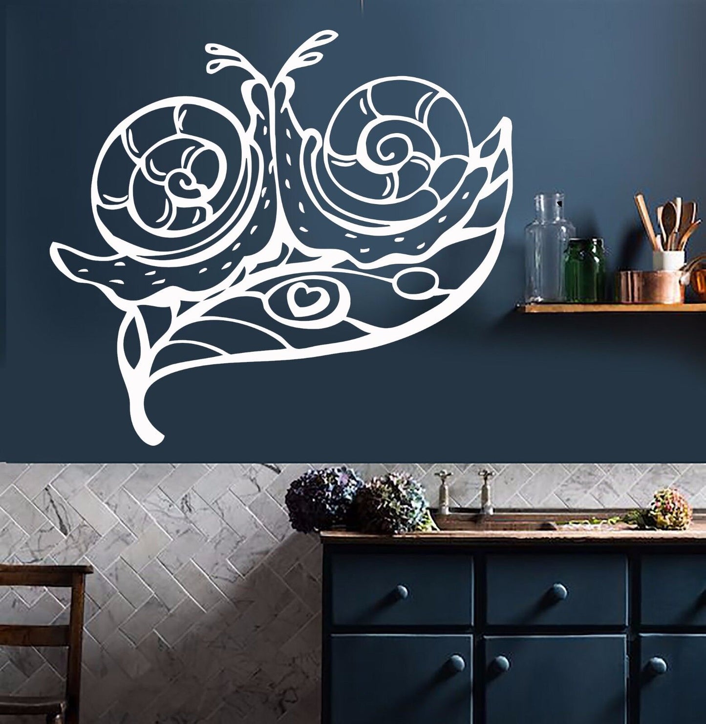 Vinyl Wall Decal Snails Heart Love Home Room Decor Stickers (350ig)