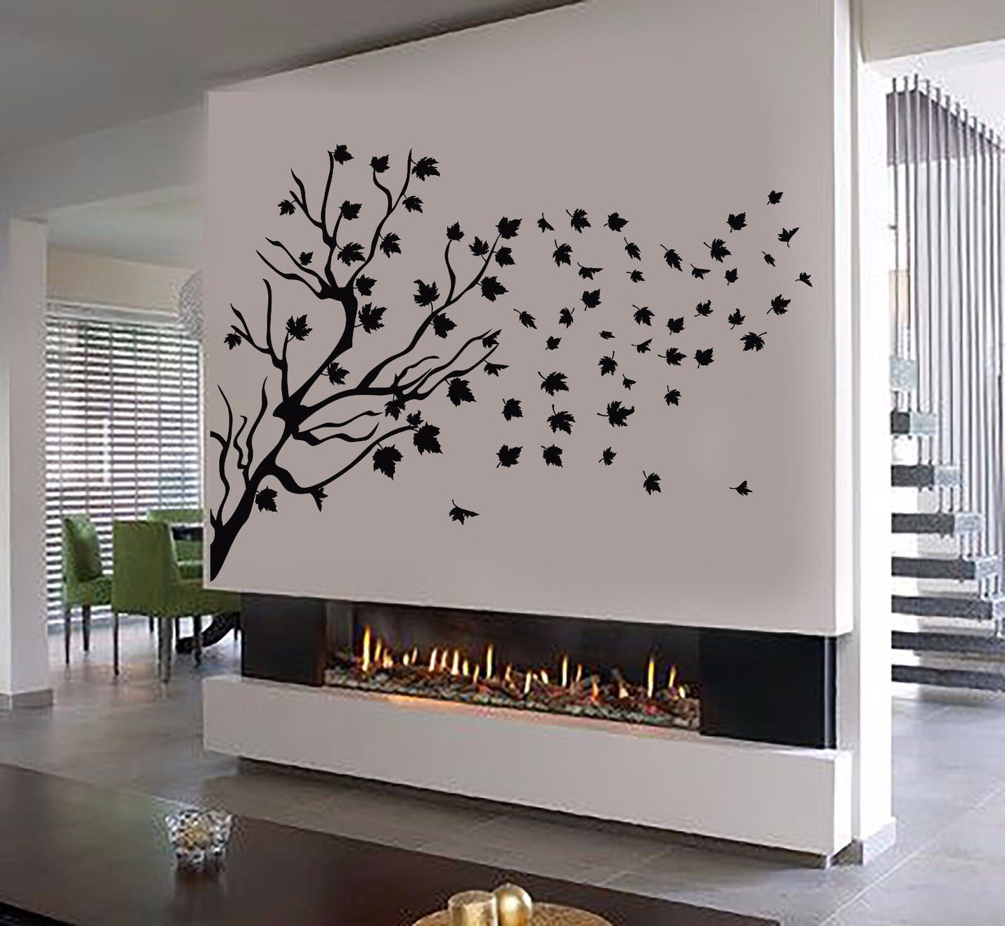 Autocollant mural en vinyle feuilles d'arbre, autocollants de décoration pour belle pièce (486ig)