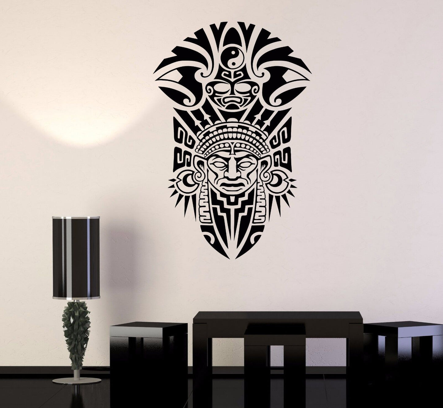 Autocollant mural en vinyle chaman ancien masque tribal autocollants muraux (537ig)
