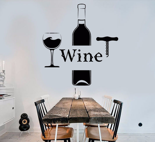 Autocollant Mural en vinyle pour bouteille de vin, verre, alcool, Bar, boisson, autocollants muraux (570ig)