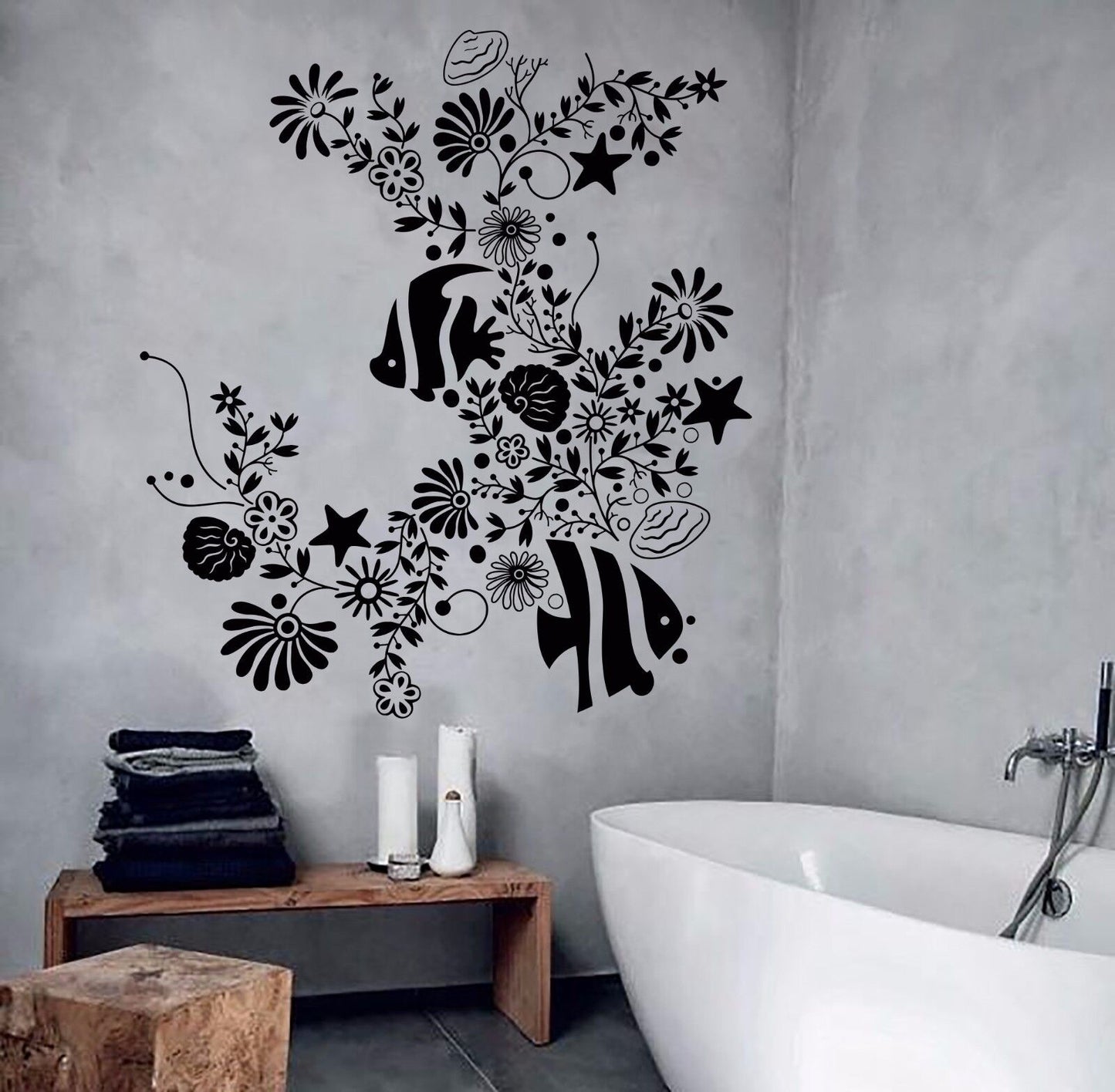 Autocollant mural en vinyle, poissons d'algues, Style marin, autocollants pour Aquarium, océan (935ig)