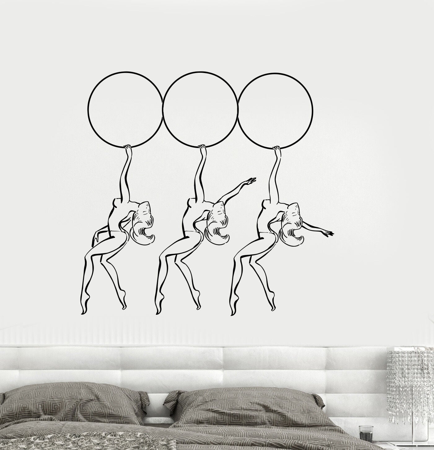 Vinyl Wall Decal Striptease Dancing Naked Sexy Girls Circle Stickers (959ig)