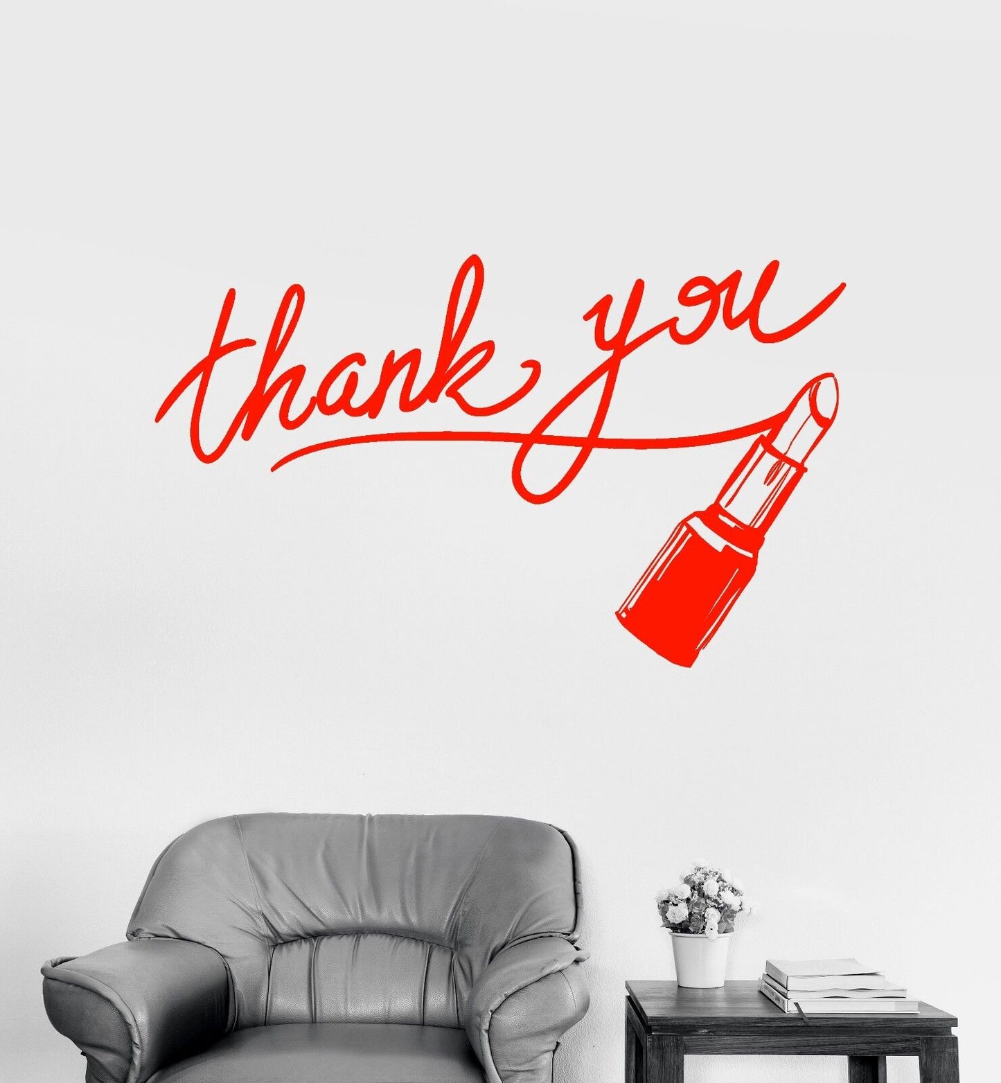 Vinyl Wall Decal Thank You Beauty Salon Makeup Cosmetics Pomade Stickers (964ig)