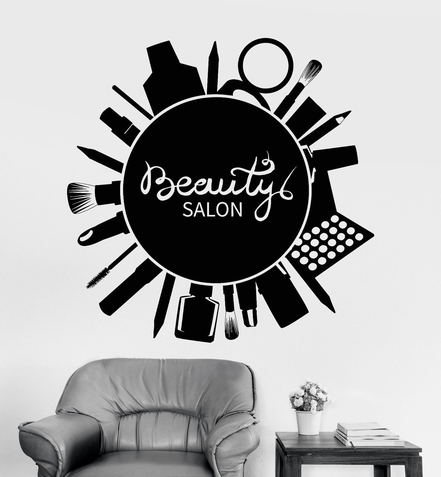 Autocollant mural en vinyle pour Salon de beauté, maquillage, cosmétiques (1290ig)