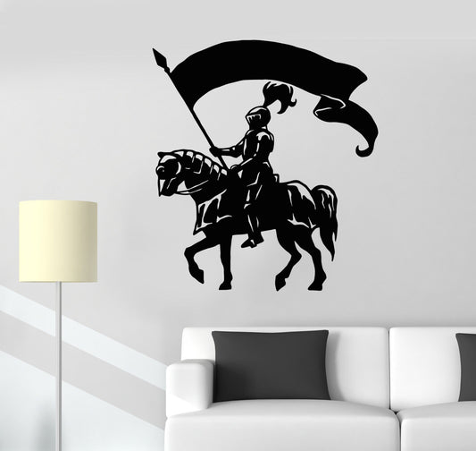 Autocollant mural en vinyle, porte-étendard, cavalier, armure de cheval, autocollants (1586ig)