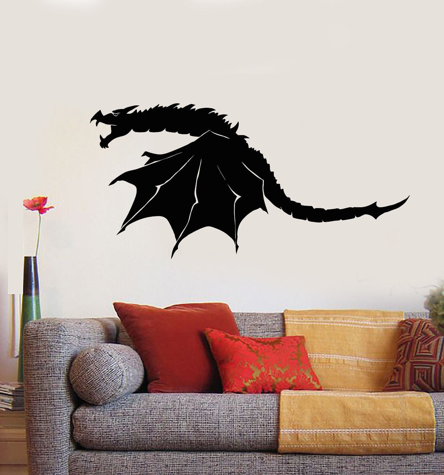 Vinyl Wall Decal Scary Dragon Wings Fantasy Monster Stickers (1675ig)