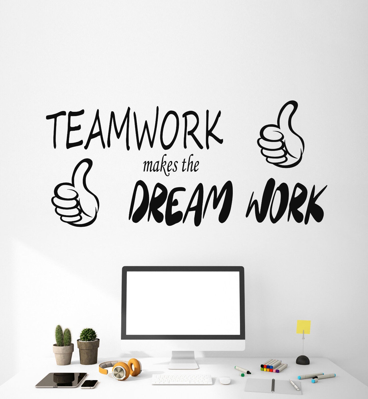 Autocollant mural en vinyle, citation de Motivation, mots, travail d'équipe, fait travailler les rêves, 2392ig