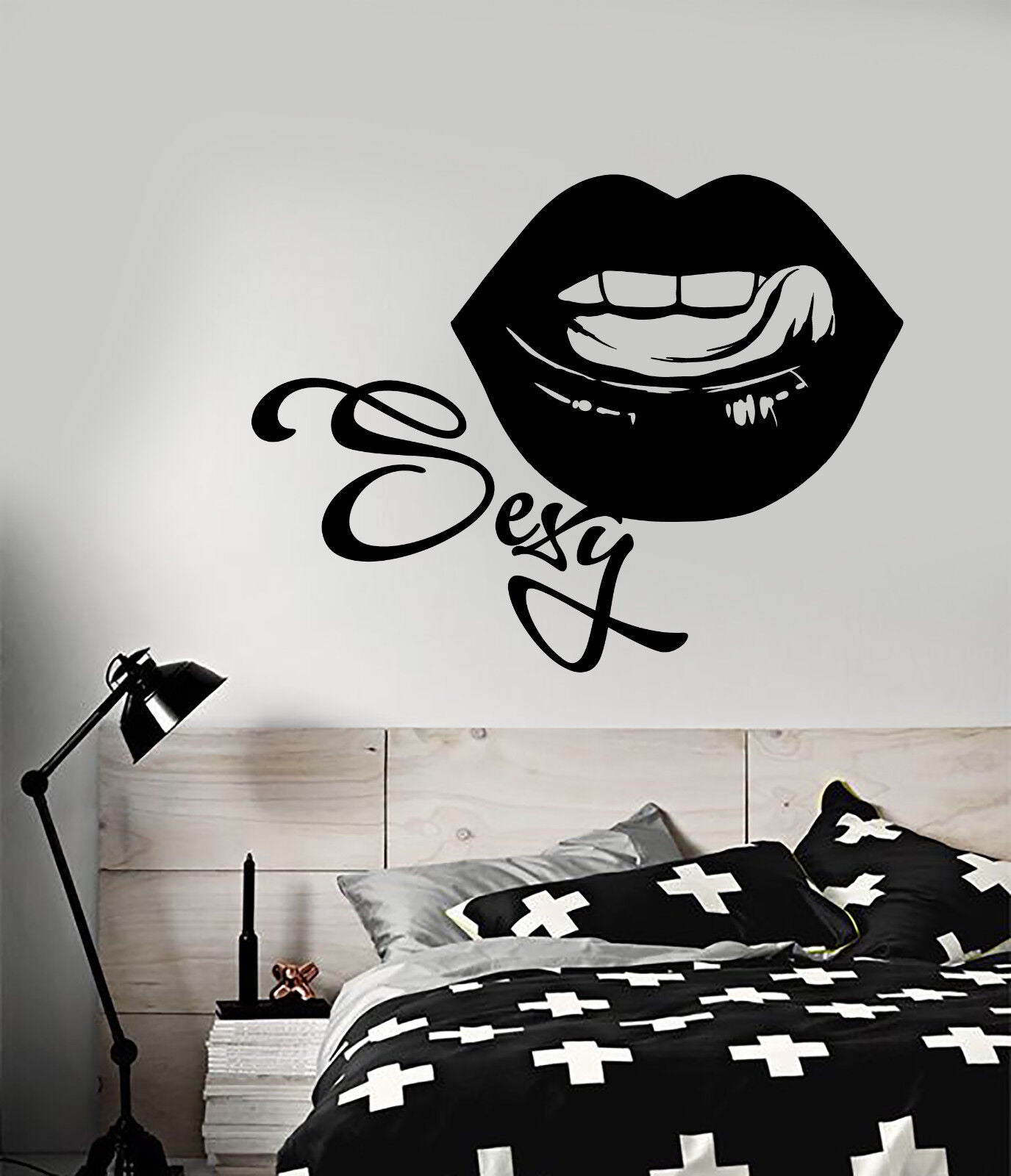 Autocollant mural en vinyle, fille Sexy, femme érotique, lèvres, langue, autocollants (2619ig)